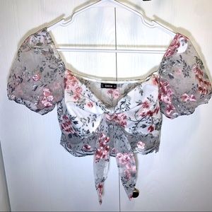 Cropped Floral Blouse
